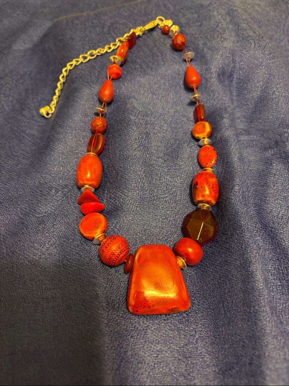 Chico’s Red Statement Beaded Necklace